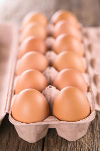 High angle view of eggs in container