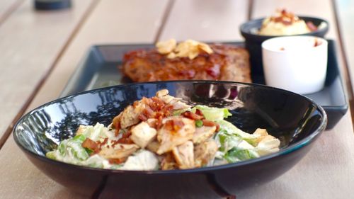 Close-up of food in plate on table