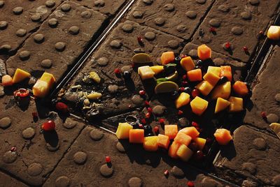 High angle view of vegetables in container