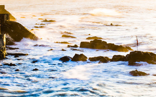 Scenic view of rocks in sea