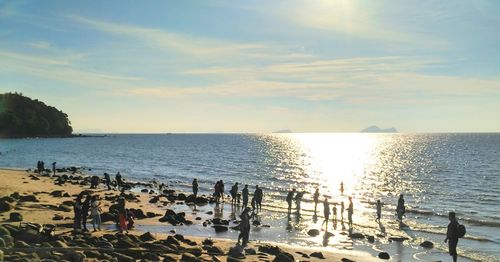 Scenic view of sea against sky at sunset