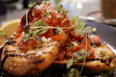 Close-up of meal served in plate