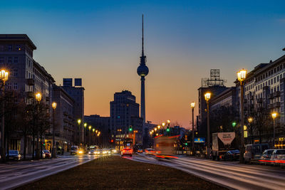 Light trails on road at night