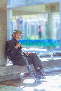 Side view of young man looking away