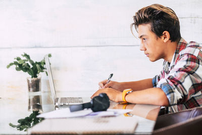 Man working on table