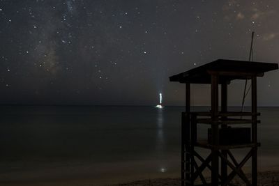 Scenic view of sea against sky at night