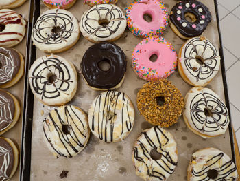 High angle view of dessert on table