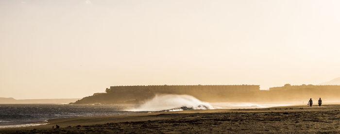 Scenic view of sea against clear sky