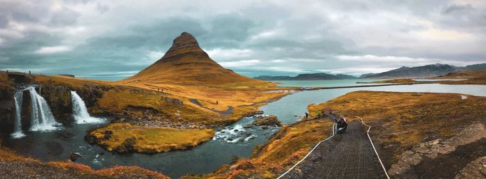 Panoramic view of mountains against sky