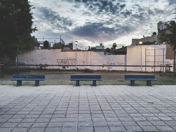 Bench against sky