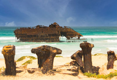 For more than 50 years, the shipwreck ms cabo santa maria has been lying off the coast of boavista. 