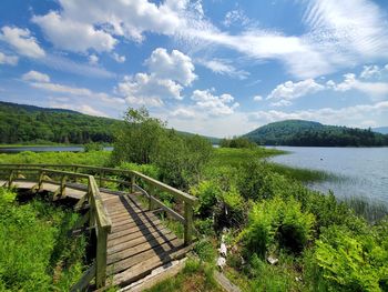Scenic view of lake against sky