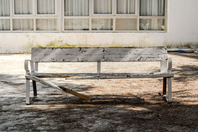 Close-up of chair in abandoned building