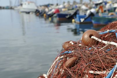 Close-up of fishing net in sea