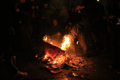 Close-up of bonfire at night