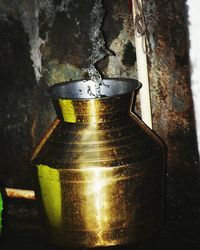 Close-up of metal container