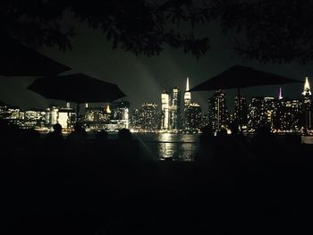 Illuminated cityscape at night