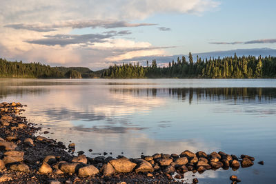 Scenic view of lake against sky