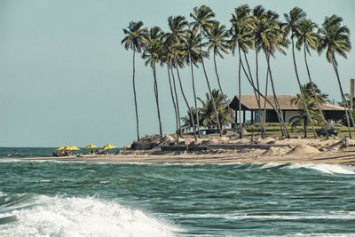 Scenic view of sea against clear sky