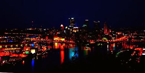 View of illuminated cityscape at night