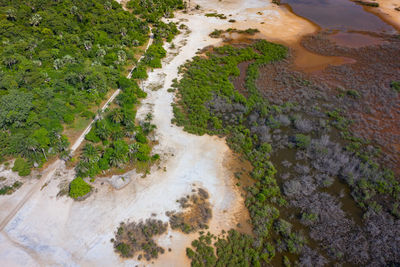 High angle view of road by sea