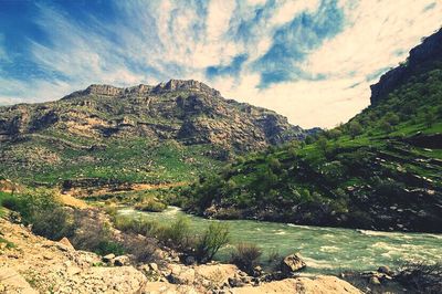 Scenic view of mountains against sky