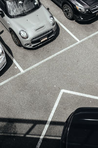 High angle view of cars on road