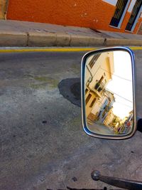 High angle view of side-view mirror