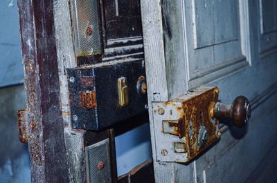 Close-up of rusty metal door