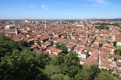 High angle view of townscape against sky