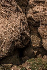 Low angle view of rock formations