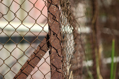 Close-up of rusty chainlink fence