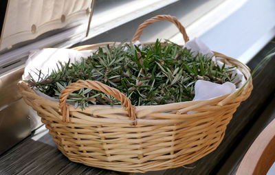 High angle view of vegetables in basket