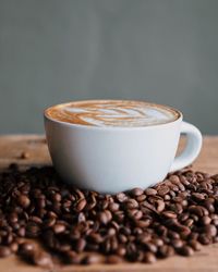 Close-up of coffee cup on table