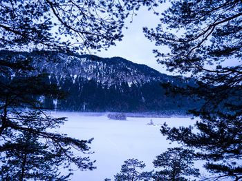 Scenic view of snowcapped mountains and lake against sky