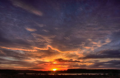 Scenic view of dramatic sky during sunset