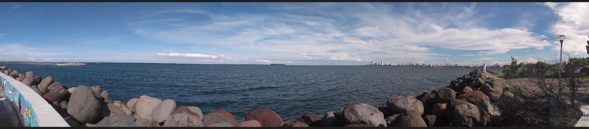 Scenic view of sea against cloudy sky