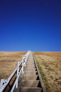 Empty road against clear blue sky