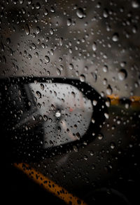 Close-up of raindrops on glass window