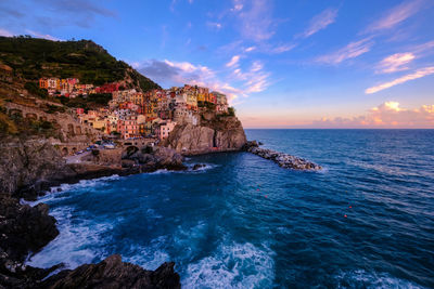 Scenic view of sea against sky during sunset