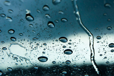 Full frame shot of wet glass window