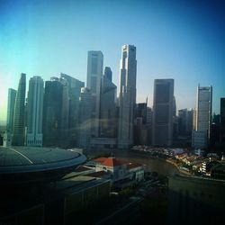 Low angle view of modern cityscape