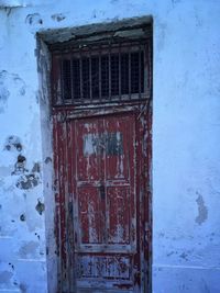 Closed door of house