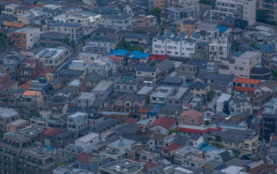 High angle view of buildings in city