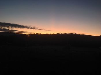 Scenic view of silhouette landscape against sky during sunset