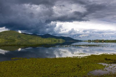 Scenic view of lake against sky