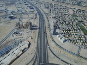 High angle view of road in city