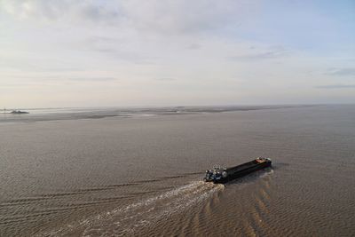 High angle view of sea against sky