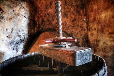 Close-up of rusty machine part