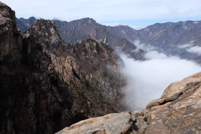 Scenic view of mountain range against sky